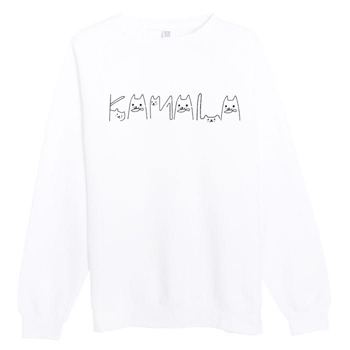 Kamala Harris Cat Lettering Positive Funny Premium Crewneck Sweatshirt