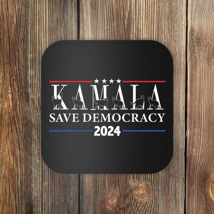 Kamala Harris Cat Lettering Positive Save Democracy Coaster