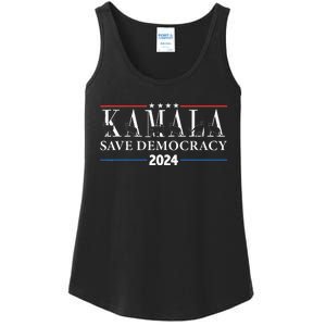 Kamala Harris Cat Lettering Positive Save Democracy Ladies Essential Tank