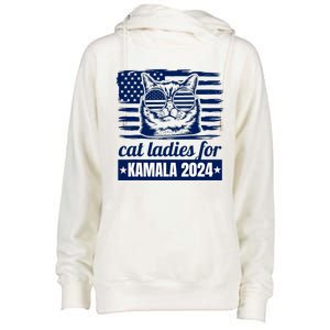 Kamala Harris Cat Lady 2024 Feminine Women Voting Funny Womens Funnel Neck Pullover Hood