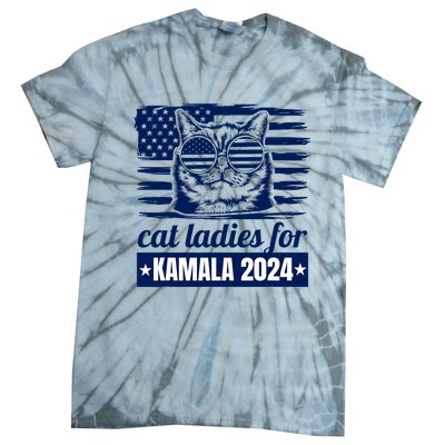 Kamala Harris Cat Lady 2024 Feminine Women Voting Funny Tie-Dye T-Shirt