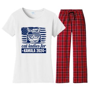 Kamala Harris Cat Lady 2024 Feminine Women Voting Funny Women's Flannel Pajama Set