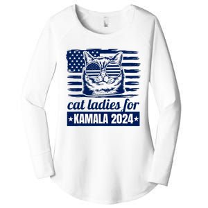 Kamala Harris Cat Lady 2024 Feminine Women Voting Funny Women's Perfect Tri Tunic Long Sleeve Shirt