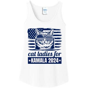 Kamala Harris Cat Lady 2024 Feminine Women Voting Funny Ladies Essential Tank