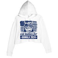 Kamala Harris Cat Lady 2024 Feminine Women Voting Funny Crop Fleece Hoodie