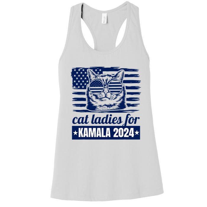 Kamala Harris Cat Lady 2024 Feminine Women Voting Funny Women's Racerback Tank