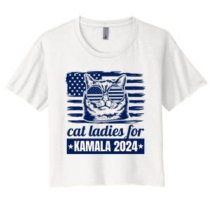 Kamala Harris Cat Lady 2024 Feminine Women Voting Funny Women's Crop Top Tee