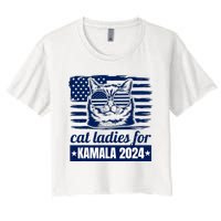 Kamala Harris Cat Lady 2024 Feminine Women Voting Funny Women's Crop Top Tee