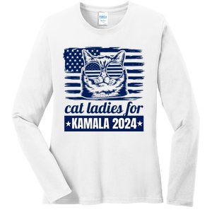 Kamala Harris Cat Lady 2024 Feminine Women Voting Funny Ladies Long Sleeve Shirt