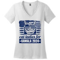 Kamala Harris Cat Lady 2024 Feminine Women Voting Funny Women's V-Neck T-Shirt