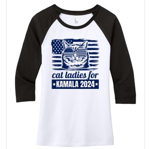 Kamala Harris Cat Lady 2024 Feminine Women Voting Funny Women's Tri-Blend 3/4-Sleeve Raglan Shirt