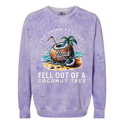 Kamala Harris Coconut Tree Harris For President Election Colorblast Crewneck Sweatshirt