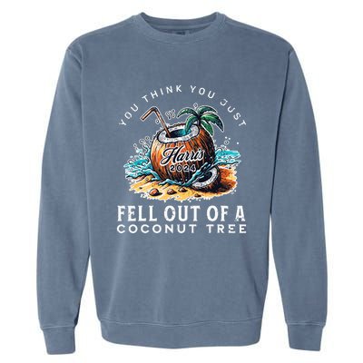 Kamala Harris Coconut Tree Harris For President Election Garment-Dyed Sweatshirt