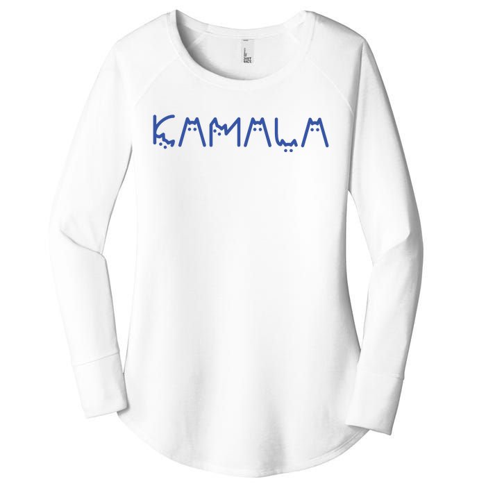 Kamala Harris Cat Lettering Positive Funny Women's Perfect Tri Tunic Long Sleeve Shirt