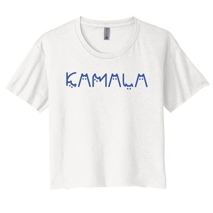 Kamala Harris Cat Lettering Positive Funny Women's Crop Top Tee