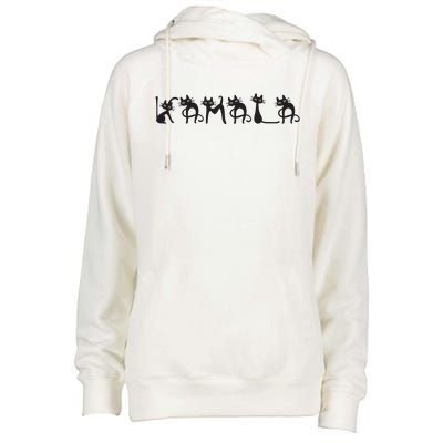 Kamala Harris Cat Lettering Kamala Harris Childless Cat Lady Womens Funnel Neck Pullover Hood