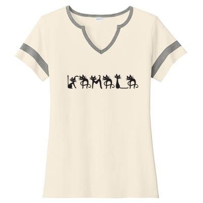 Kamala Harris Cat Lettering Kamala Harris Childless Cat Lady Ladies Halftime Notch Neck Tee