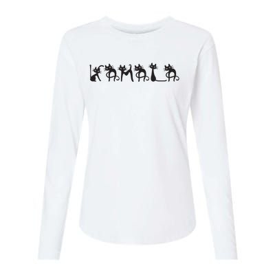 Kamala Harris Cat Lettering Kamala Harris Childless Cat Lady Womens Cotton Relaxed Long Sleeve T-Shirt