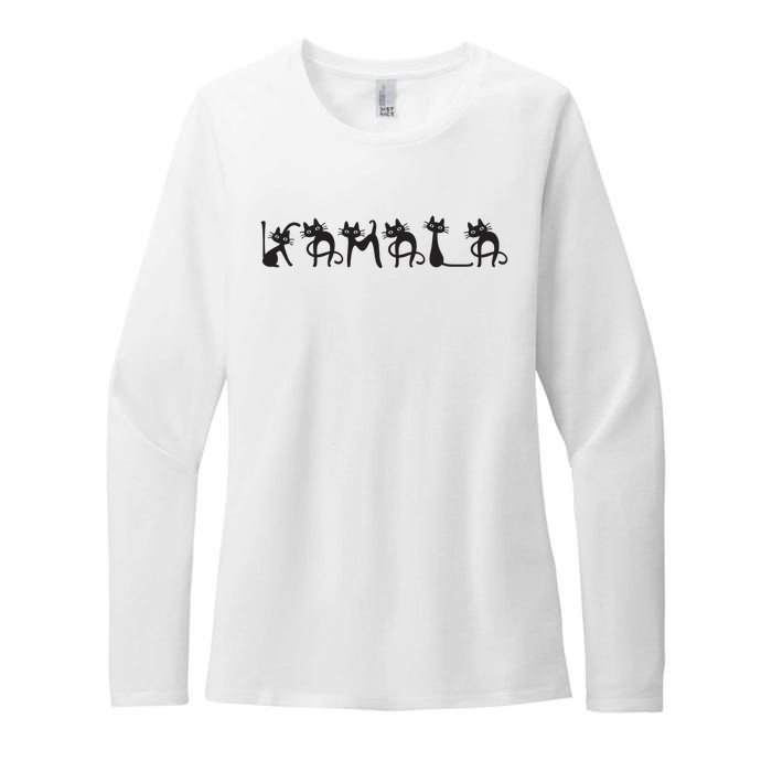 Kamala Harris Cat Lettering Kamala Harris Childless Cat Lady Womens CVC Long Sleeve Shirt