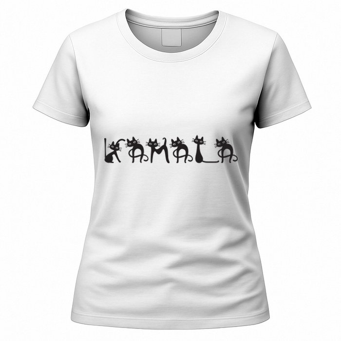 Kamala Harris Cat Lettering Kamala Harris Childless Cat Lady Women's T-Shirt