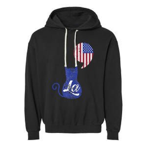 Kamala Harris Comma La Retro Cat American Flag 2024 Garment-Dyed Fleece Hoodie