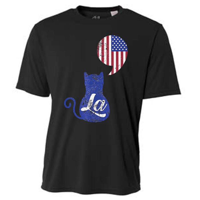 Kamala Harris Comma La Retro Cat American Flag 2024 Cooling Performance Crew T-Shirt