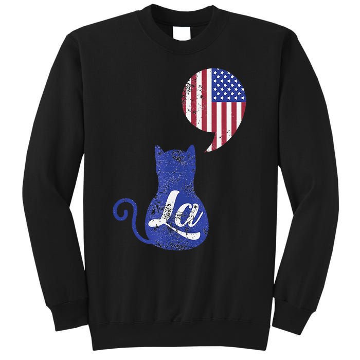 Kamala Harris Comma La Retro Cat American Flag 2024 Sweatshirt