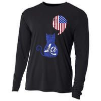 Kamala Harris Comma La Retro Cat American Flag 2024 Cooling Performance Long Sleeve Crew