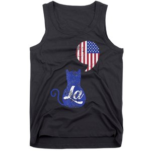 Kamala Harris Comma La Retro Cat American Flag 2024 Tank Top