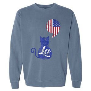 Kamala Harris Comma La Retro Cat American Flag 2024 Garment-Dyed Sweatshirt