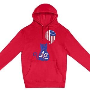 Kamala Harris Comma La Retro Cat American Flag 2024 Premium Pullover Hoodie