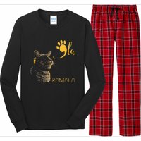 Kamala Harris Cat Lettering Alphabet Cat Lady Long Sleeve Pajama Set