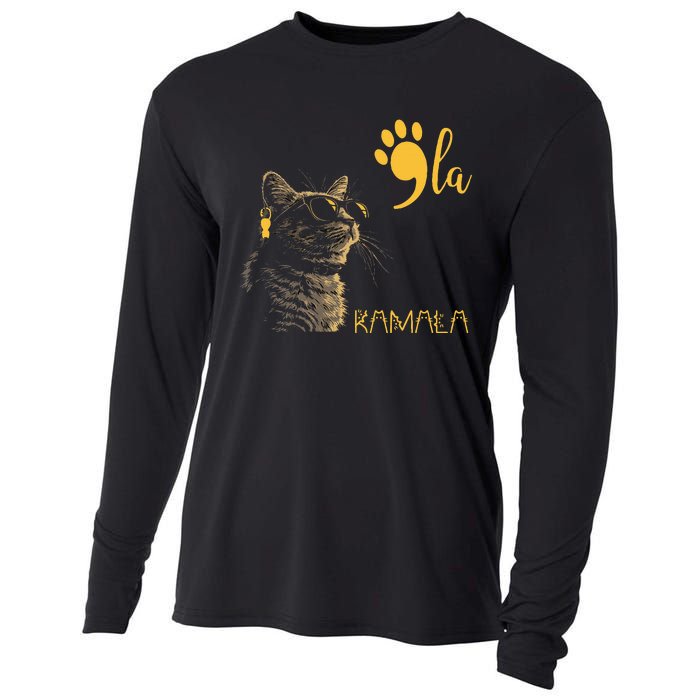 Kamala Harris Cat Lettering Alphabet Cat Lady Cooling Performance Long Sleeve Crew