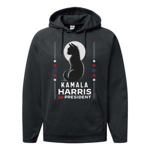 Kamala Harris Cat Ladies Vote Positive Funny 2024 Performance Fleece Hoodie