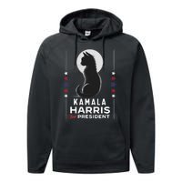 Kamala Harris Cat Ladies Vote Positive Funny 2024 Performance Fleece Hoodie