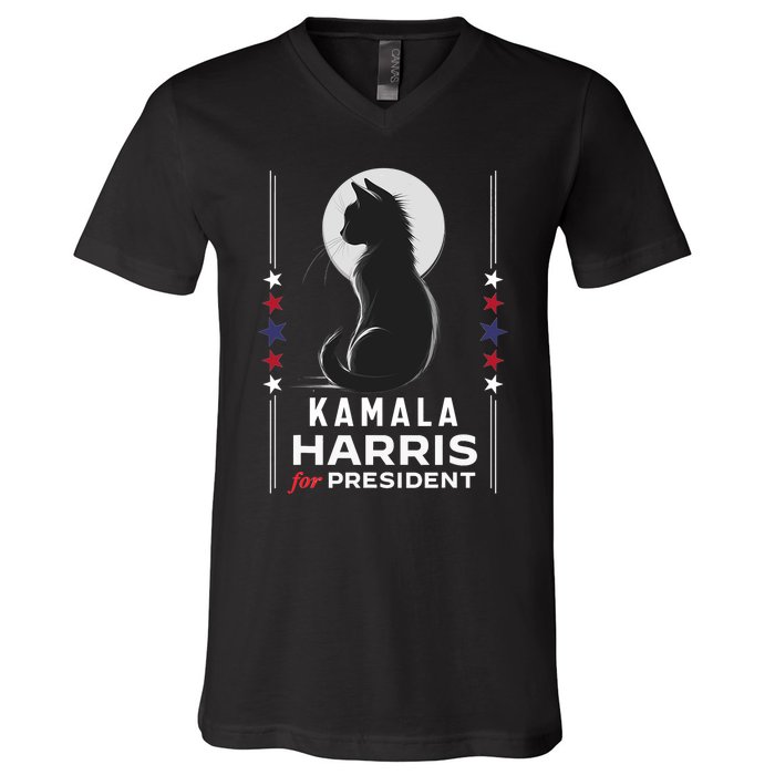 Kamala Harris Cat Ladies Vote Positive Funny 2024 V-Neck T-Shirt