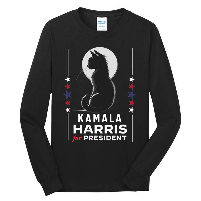 Kamala Harris Cat Ladies Vote Positive Funny 2024 Tall Long Sleeve T-Shirt