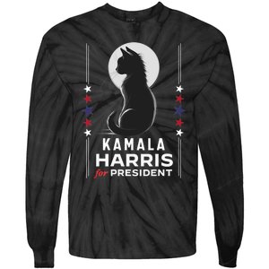 Kamala Harris Cat Ladies Vote Positive Funny 2024 Tie-Dye Long Sleeve Shirt