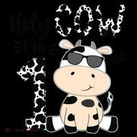 Kids Holy Cow Im 1 Birthday Boy 1st Cow Farm Animals Bday Premium T-Shirt
