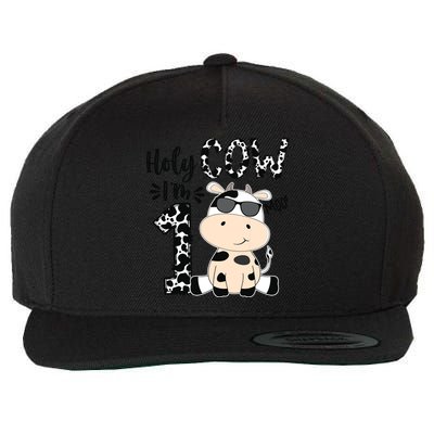 Kids Holy Cow Im 1 Birthday Boy 1st Cow Farm Animals Bday Wool Snapback Cap