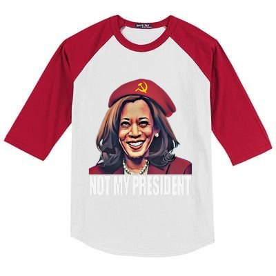 Kamala Harris Communist Not My President 2024 Election Kids Colorblock Raglan Jersey