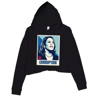 Kamala Harris Corruption Crop Fleece Hoodie