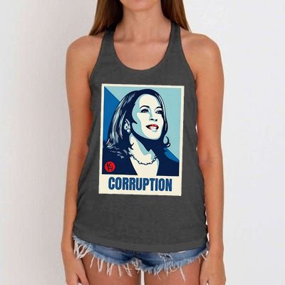 Kamala Harris Corruption Women's Knotted Racerback Tank