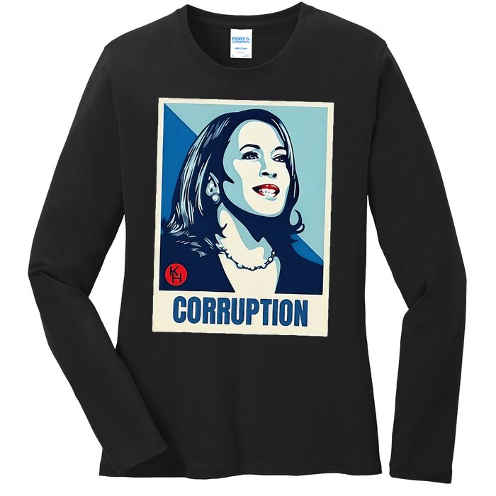 Kamala Harris Corruption Ladies Long Sleeve Shirt