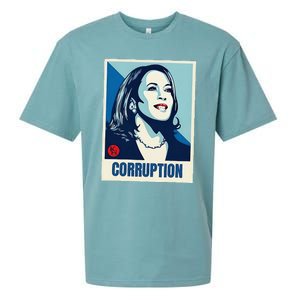 Kamala Harris Corruption Sueded Cloud Jersey T-Shirt