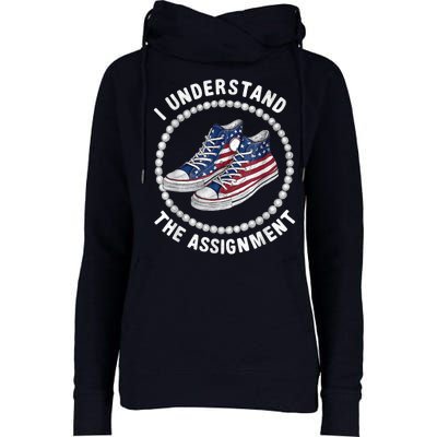 Kamala Harris Chucks And Pearls Womens Funnel Neck Pullover Hood