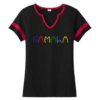 Kamala Harris Cat Lettering Funny Ladies Halftime Notch Neck Tee