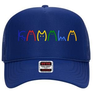 Kamala Harris Cat Lettering Funny High Crown Mesh Back Trucker Hat