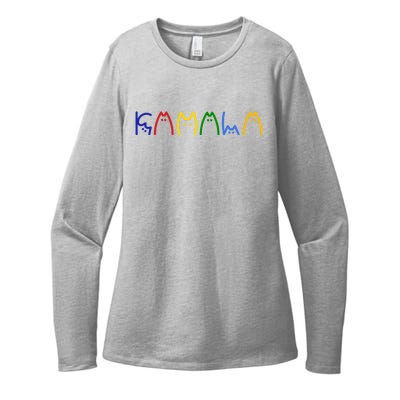 Kamala Harris Cat Lettering Funny Womens CVC Long Sleeve Shirt