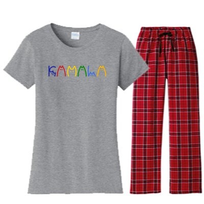 Kamala Harris Cat Lettering Funny Women's Flannel Pajama Set